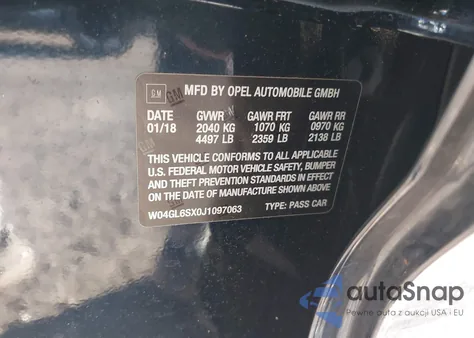 2018 Buick Regal Sportback Preferred from USA, damaged, VIN W04GL6SX0J1097063